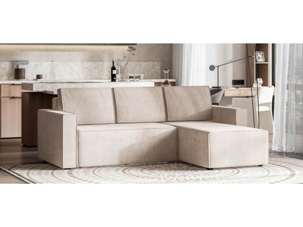 Угловой диван Лофт велюр Монолит латте