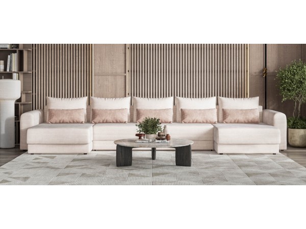 Модульный п-образный диван РИЧМОНД MODOOL Вельвет CORD бежевый