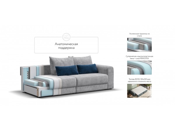 Модульный диван РИЧМОНД MODOOL Вельвет CORD серый