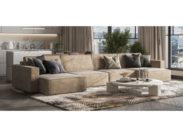 П-образный диван Босс Софт Модуль Велюр Роял тауп