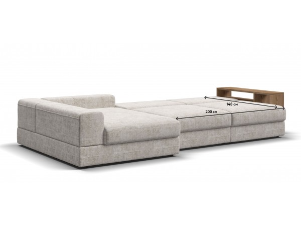 Угловой диван-кровать Босс Модуль XL левый, полка справа, Шенилл Смарт кварц