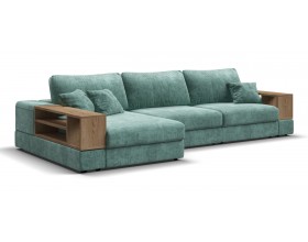 Угловой диван-кровать Босс Модуль XL левый, две полки, шенилл Глосс минт