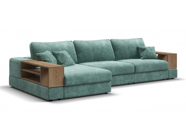 Угловой диван-кровать Босс Модуль XL левый, две полки, шенилл Глосс минт