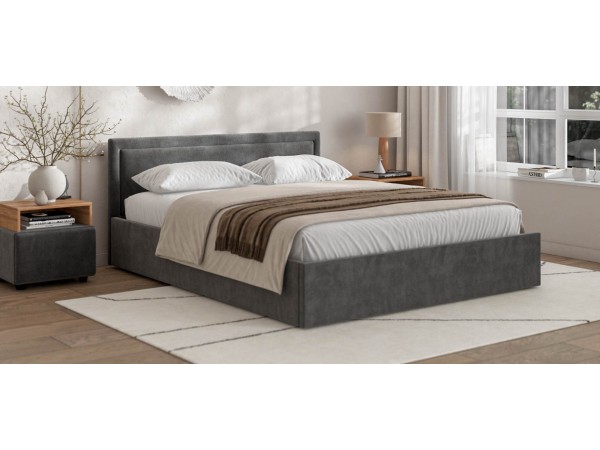 МП Фрея Кровать+ПМ 160*200 велюр Монолит серый