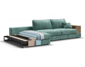 Угловой диван-кровать Босс Модуль XL левый, две полки, шенилл Глосс минт