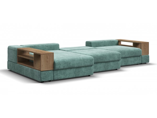 Угловой диван-кровать Босс Модуль XL левый, две полки, шенилл Глосс минт