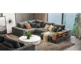 П-образный диван-кровать Босс Модуль правый, мягкие подлокотники, шенилл Глосс карбон