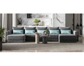 Модульный п-образный диван Ричмонд Модуль Велюр Монолит серый