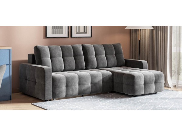 Угловой диван Уют велюр Монолит серый