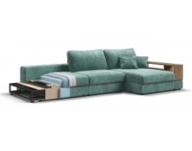 Угловой диван-кровать Босс Модуль XL правый, полка слева, шенилл Глосс минт