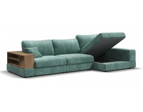 Угловой диван-кровать Босс Модуль XL правый, полка слева, шенилл Глосс минт