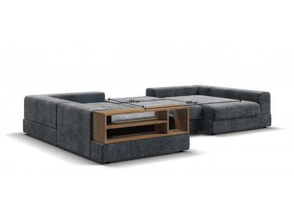 П-образный диван-кровать Босс Модуль левый, полка слева, шенилл Глосс карбон