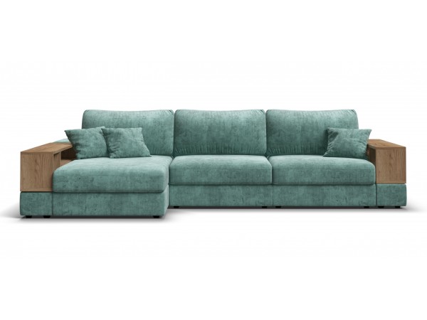 Угловой диван-кровать Босс Модуль XL левый, две полки, шенилл Глосс минт