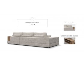 Угловой диван-кровать Босс Модуль XL левый, полка справа, Шенилл Смарт кварц