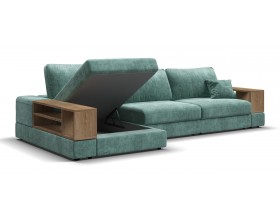 Угловой диван-кровать Босс Модуль XL левый, две полки, шенилл Глосс минт