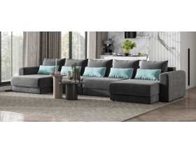 Модульный п-образный диван Ричмонд Модуль Велюр Монолит серый