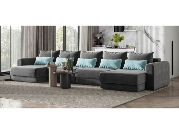 Модульный п-образный диван РИЧМОНД MODOOL Велюр Monolit серый