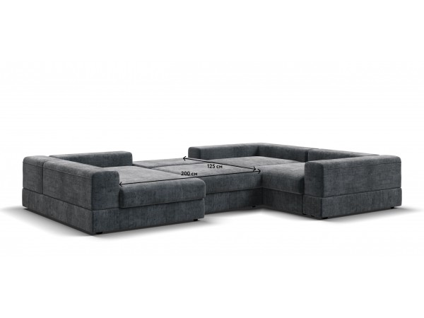 П-образный диван-кровать Босс Модуль правый, мягкие подлокотники, шенилл Глосс карбон