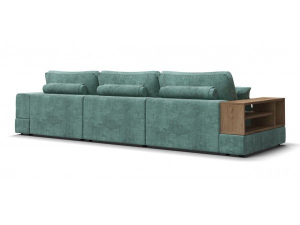 Угловой диван-кровать Босс Модуль XL правый, полка слева, шенилл Глосс минт