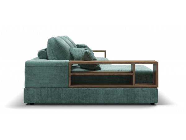 Угловой диван-кровать Босс Модуль XL левый, две полки, шенилл Глосс минт