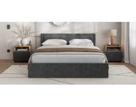 МП Фрея Кровать+ПМ 160*200 велюр Монолит серый