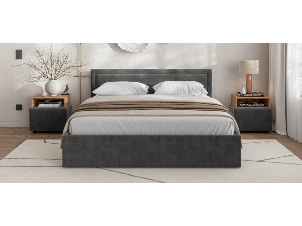 МП Фрея Кровать+ПМ 160*200 велюр Монолит серый