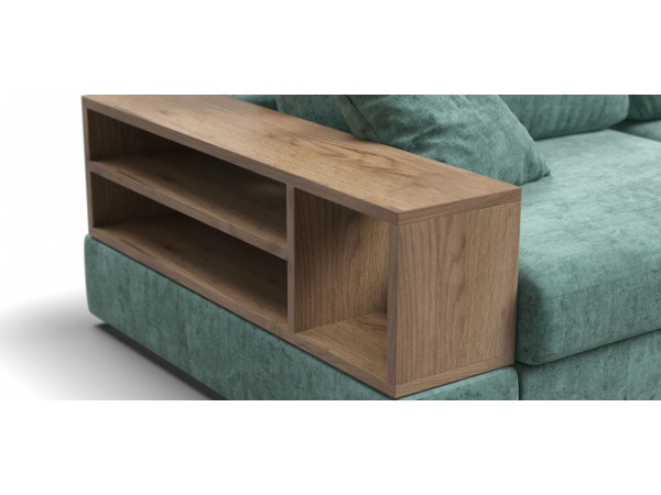 Угловой диван-кровать Босс Модуль XL правый, полка слева, шенилл Глосс минт