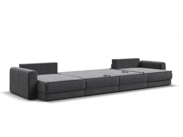 Модульный п-образный диван РИЧМОНД MODOOL Велюр Monolit серый