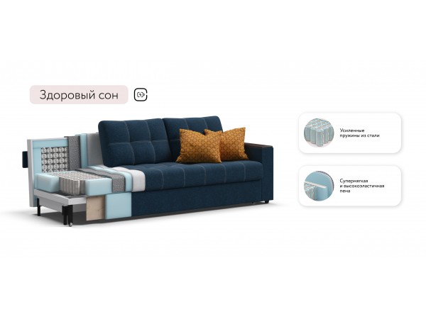 Диван Атланта НПБ 90 Рогожка Мальмо синий