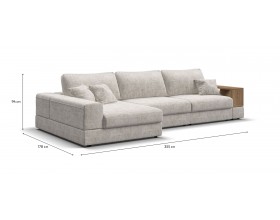 Угловой диван-кровать Босс Модуль XL левый, полка справа, Шенилл Смарт кварц