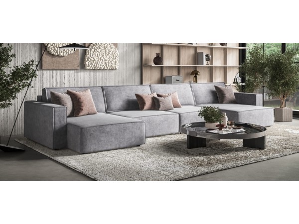 П-образный диван Босс Софт Модуль Велюр Роял агат