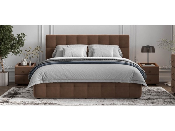 Босс Кровать+ПМ 180*200 Велюр Монолит мокко