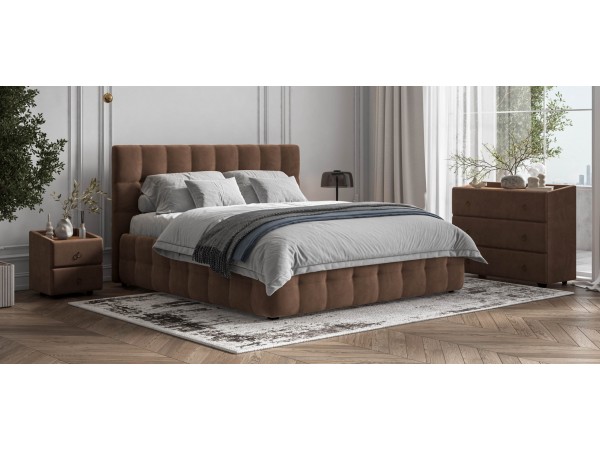 Босс Кровать+ПМ 180*200 Велюр Монолит мокко