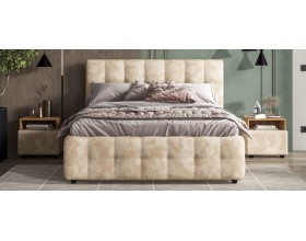 Босс Кровать+ПМ 160*200 Велюр Алькантара пепел