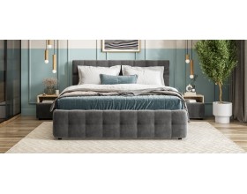 Босс Кровать+ПМ 180*200 Велюр Монолит серый