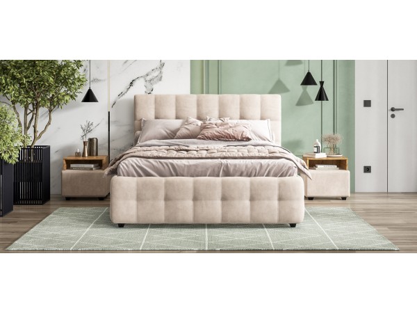 Босс Кровать+ПМ 160*200 Велюр Монолит латте