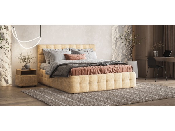 Босс Кровать+ПМ 180*200 Велюр Роял шампань