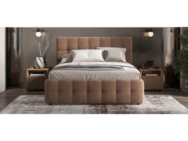 Босс Кровать+ПМ 160*200 Велюр Монолит мокко