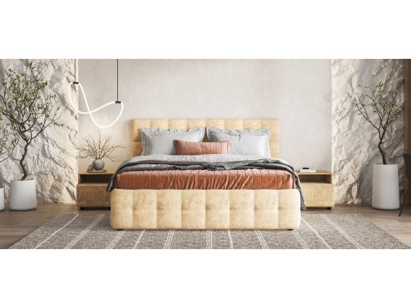 Босс Кровать+ПМ 180*200 Велюр Роял шампань