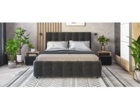 Босс Кровать+ПМ 160*200 Велюр Монолит серый