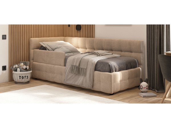 Босс Мини Кровать+ПМ 90*200 Велюр Монолит латте