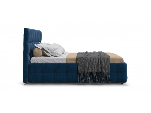 Босс Кровать+ПМ 160*200 Велюр Монолит синий