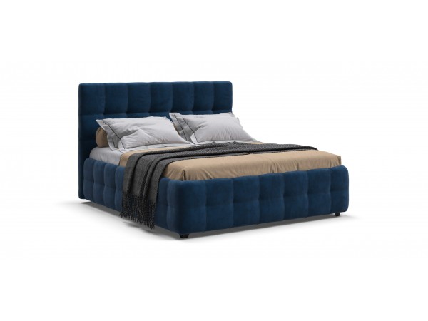 Босс Кровать+ПМ 160*200 Велюр Монолит синий
