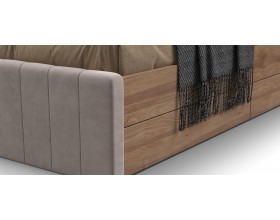 Лофт Мини Кровать 90*200 Орех селект, Велюр Монолит латте
