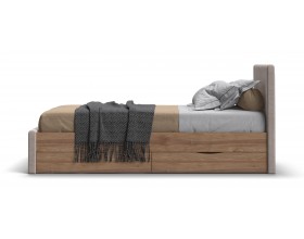 Лофт Мини Кровать 90*200 Орех селект, Велюр Монолит латте
