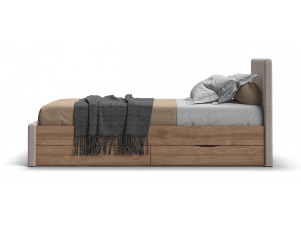 Лофт Мини Кровать 90*200 Орех селект, Велюр Монолит латте