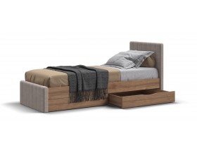 Лофт Мини Кровать 90*200 Орех селект, Велюр Монолит латте