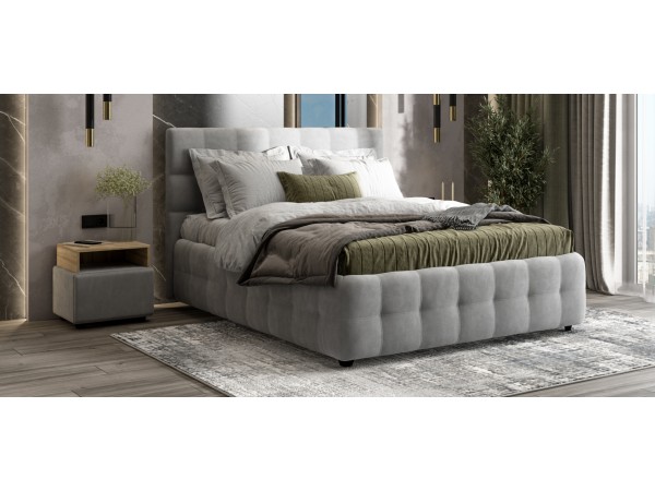 Босс Кровать+ПМ 160*200 Велюр Монолит сталь