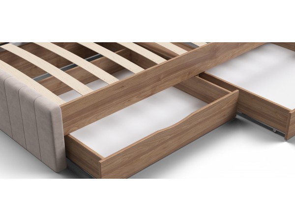 Лофт Мини Кровать 90*200 Орех селект, Велюр Монолит латте
