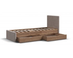 Лофт Мини Кровать 90*200 Орех селект, Велюр Монолит латте